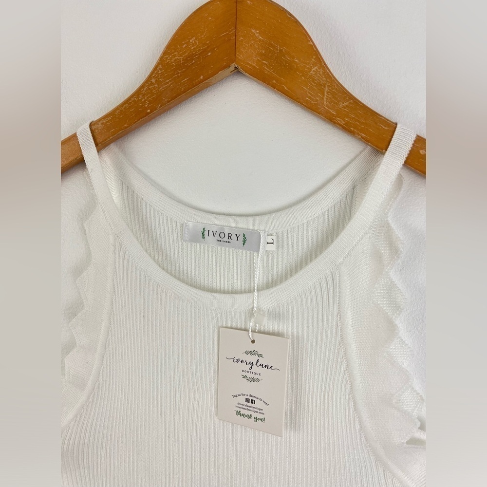 * NEW * IVORY THE LABEL White ribbed knit tank top * Size XL * - Picture 4 of 12